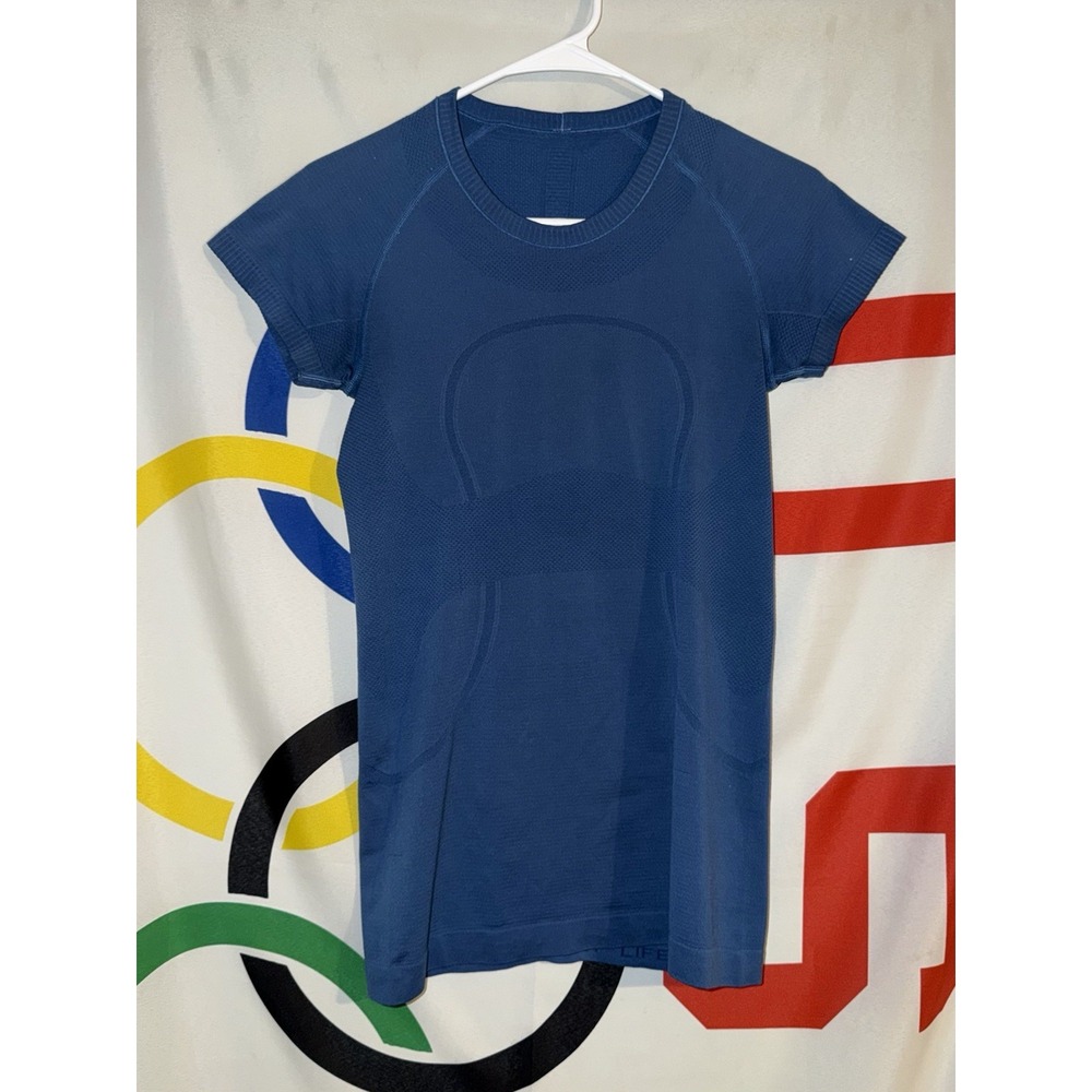 Lululemon Swiftly Tech Tee Womens 6 Blue Short Sleeve Gym Running